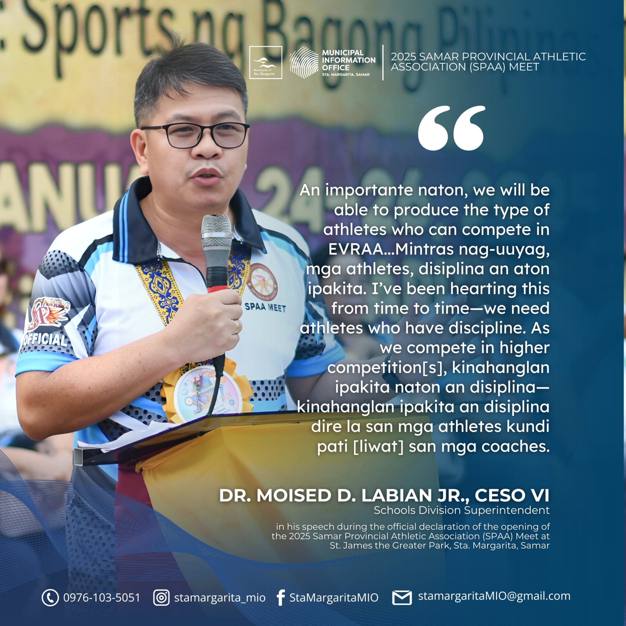 DepEd Samar SDS Stresses Discipline, Aims for EVRAA-Ready Athletes ...